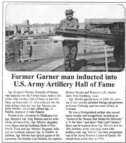 Former Garner man inducted into the U.S. Army Artillery Hall of Fame