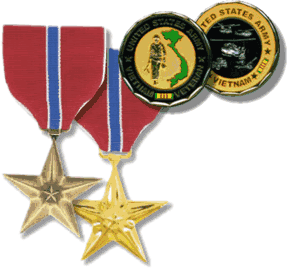 Two Bronze Star Medals awarded to Luis Vega for meritorious achievements in Vietnam